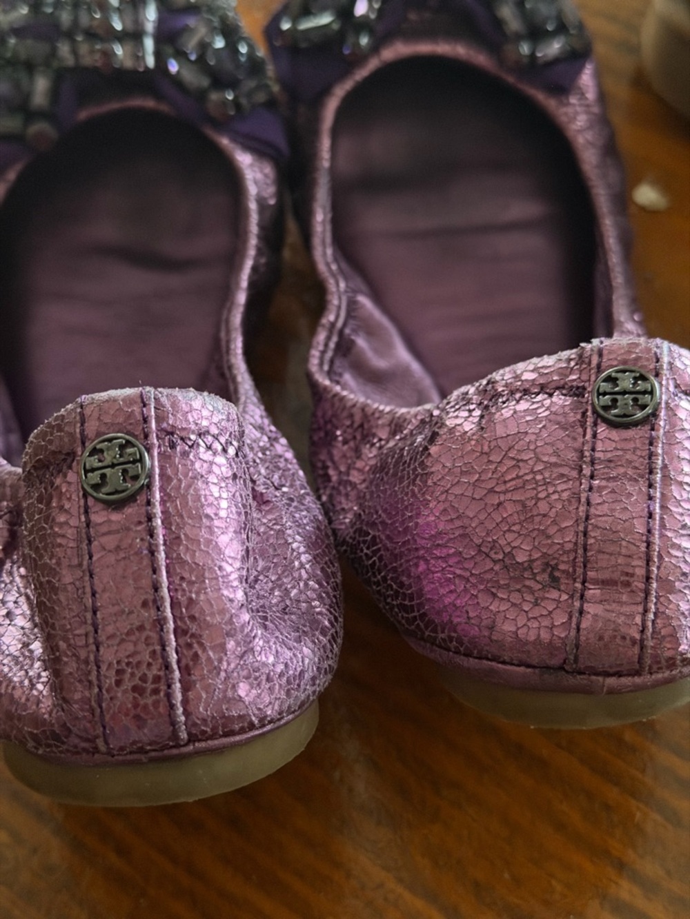 Tory Burch Purple Jeweled Ballet Flats - Picture 4 of 7
